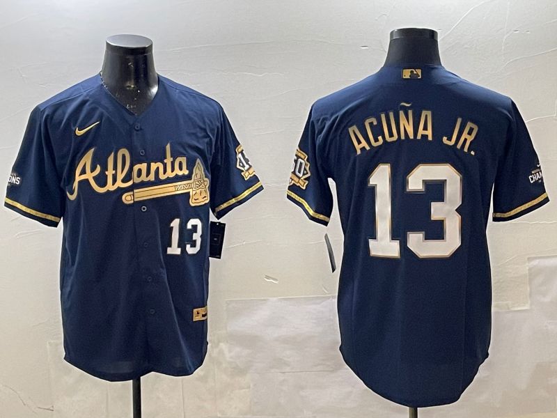 Men Atlanta Braves #13 Acuna jr Black Gold Game 2025 Nike MLB Jersey style 3